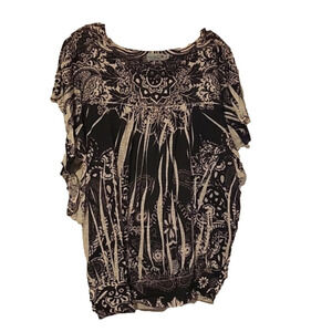 Unity World Wear Women Black & Off White Tie-dyed Look Blouse - Pre-owned 3x